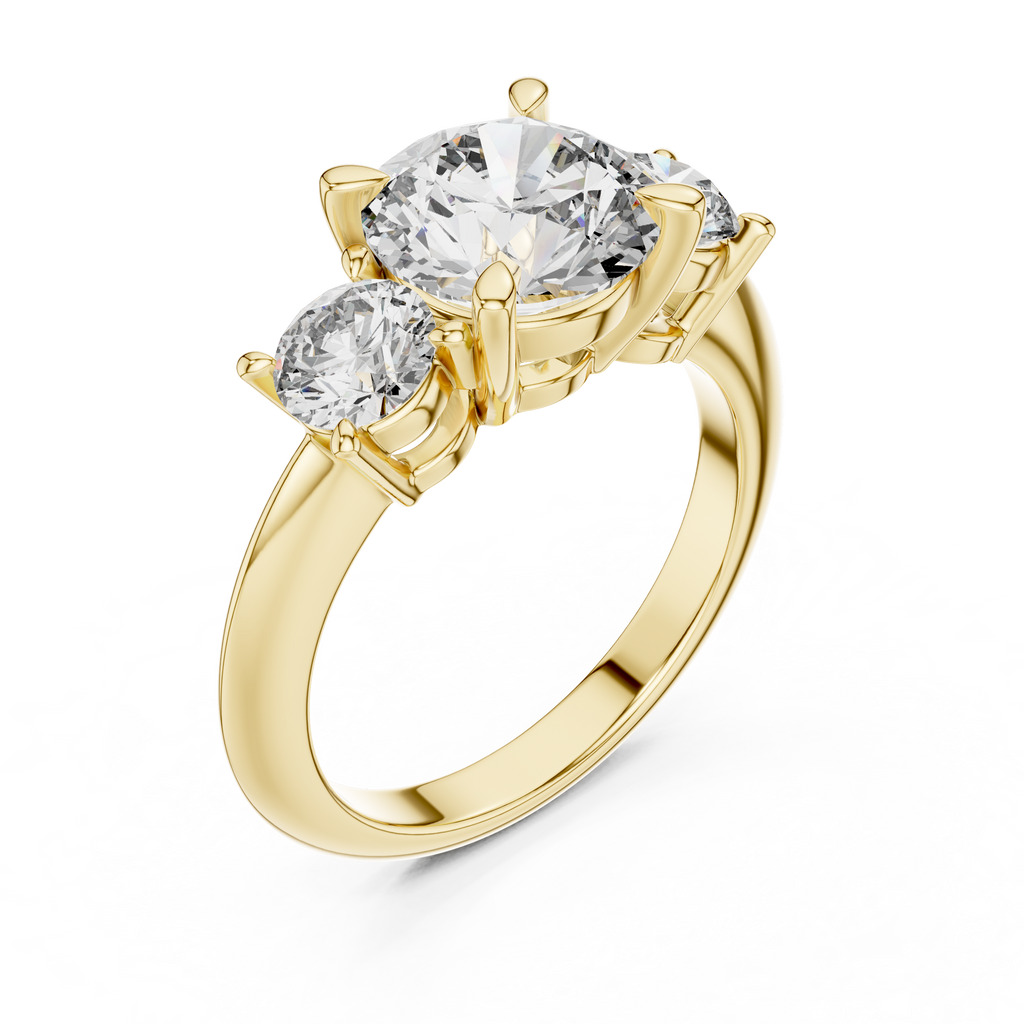 Brilliant Round Diamond Three-Stone Ring with Polished High-Shine Finish