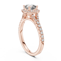 Cushion Cut Center with Brilliant Halo and Diamond Shank
