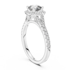 Cushion Cut Center with Brilliant Halo and Diamond Shank