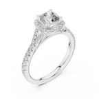 Cushion Cut Center with Brilliant Halo and Diamond Shank