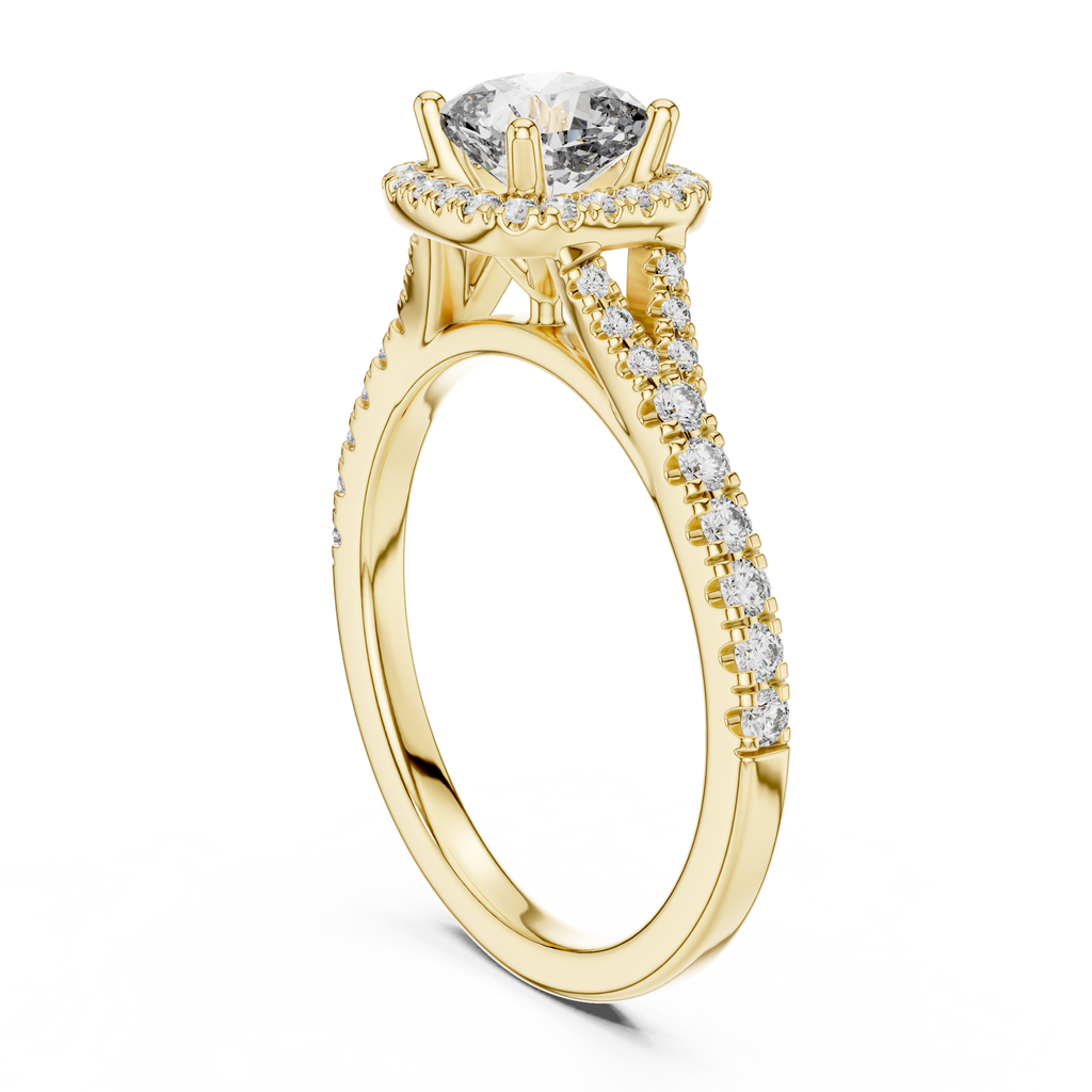 Cushion Cut Center with Brilliant Halo and Diamond Shank
