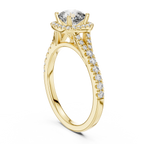 Cushion Cut Center with Brilliant Halo and Diamond Shank