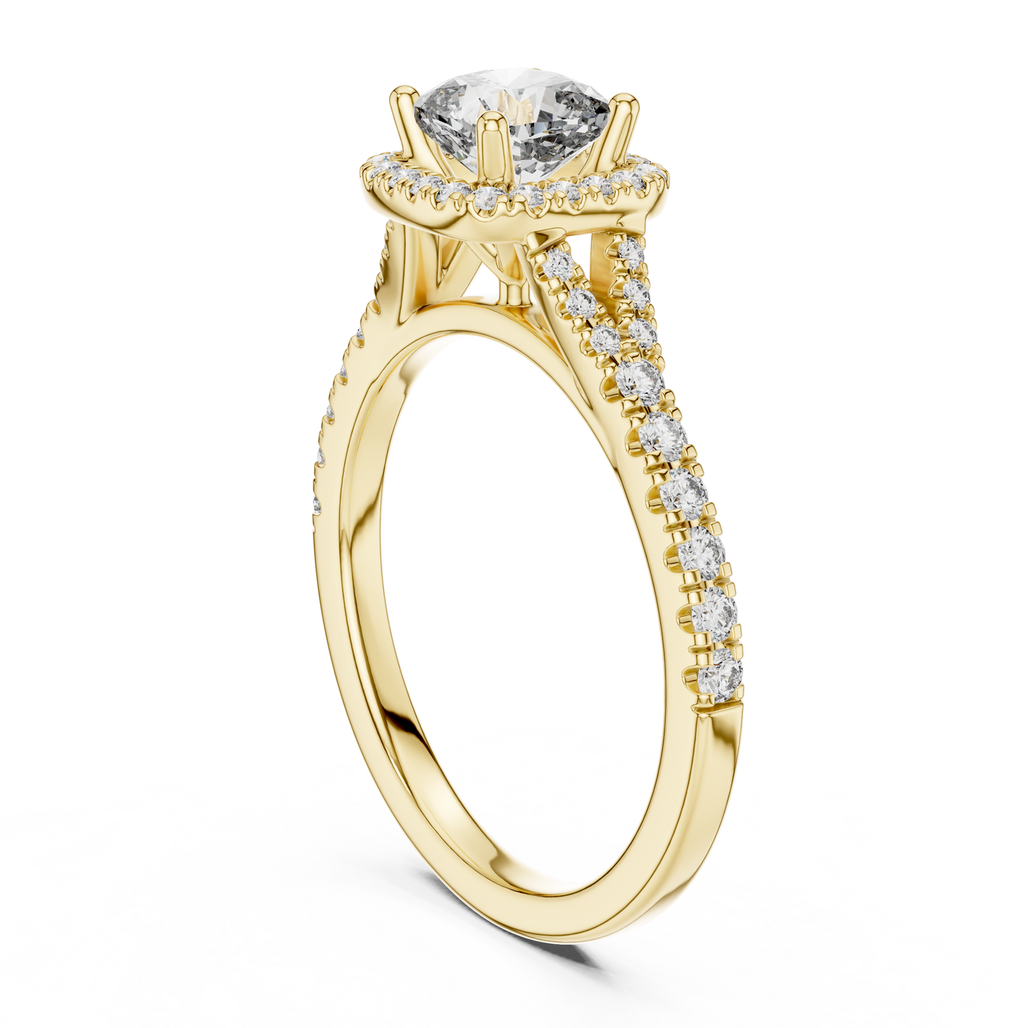 Cushion Cut Center with Brilliant Halo and Diamond Shank