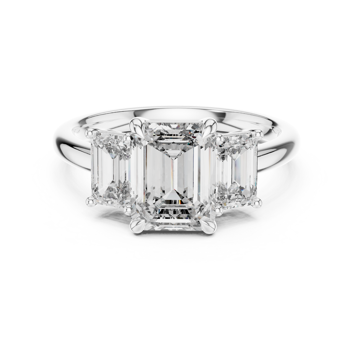 Grand Baguette Lab Grown Diamond Three-Stone Ring.