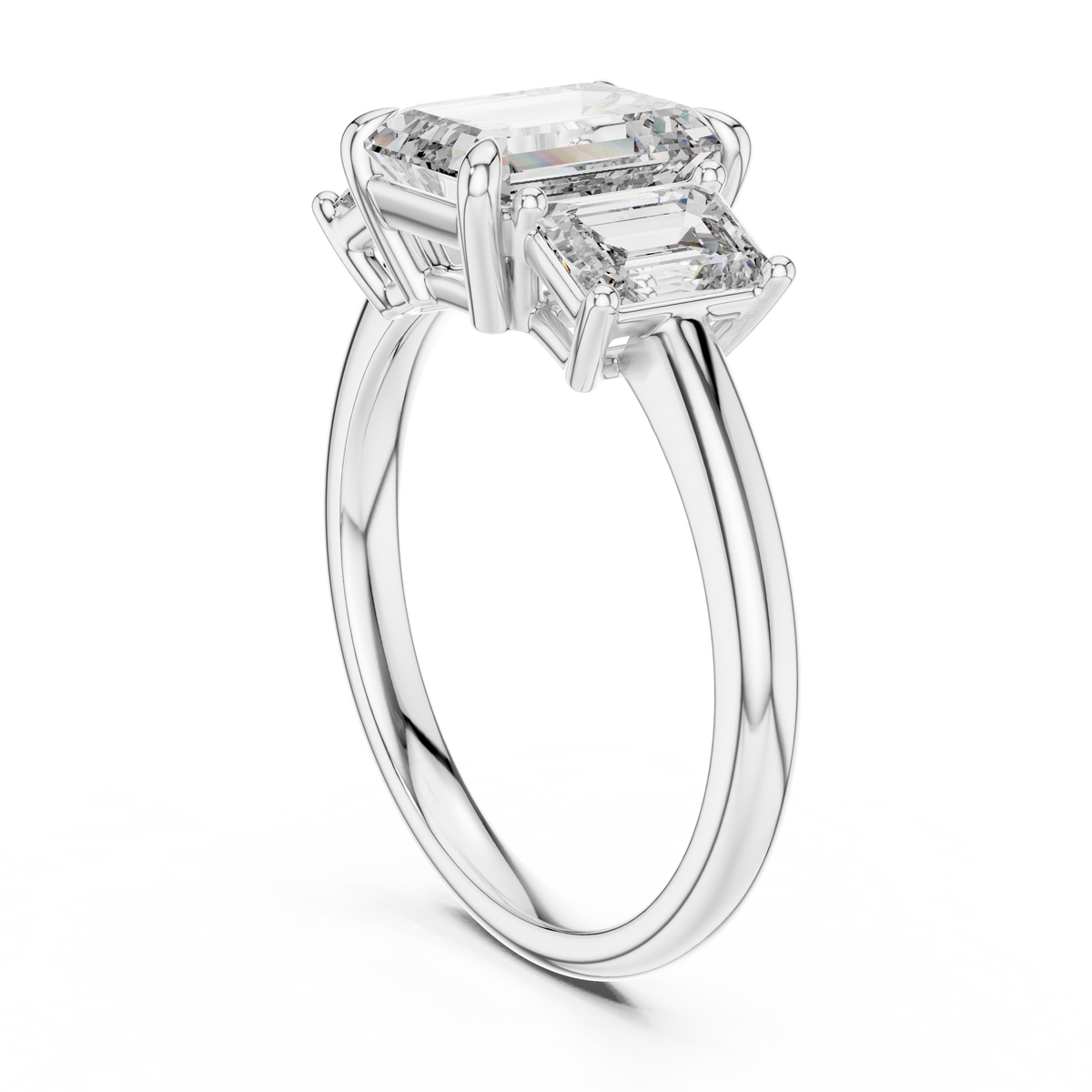 Classic Emerald-Cut Center with Matching Tapered Side Diamonds