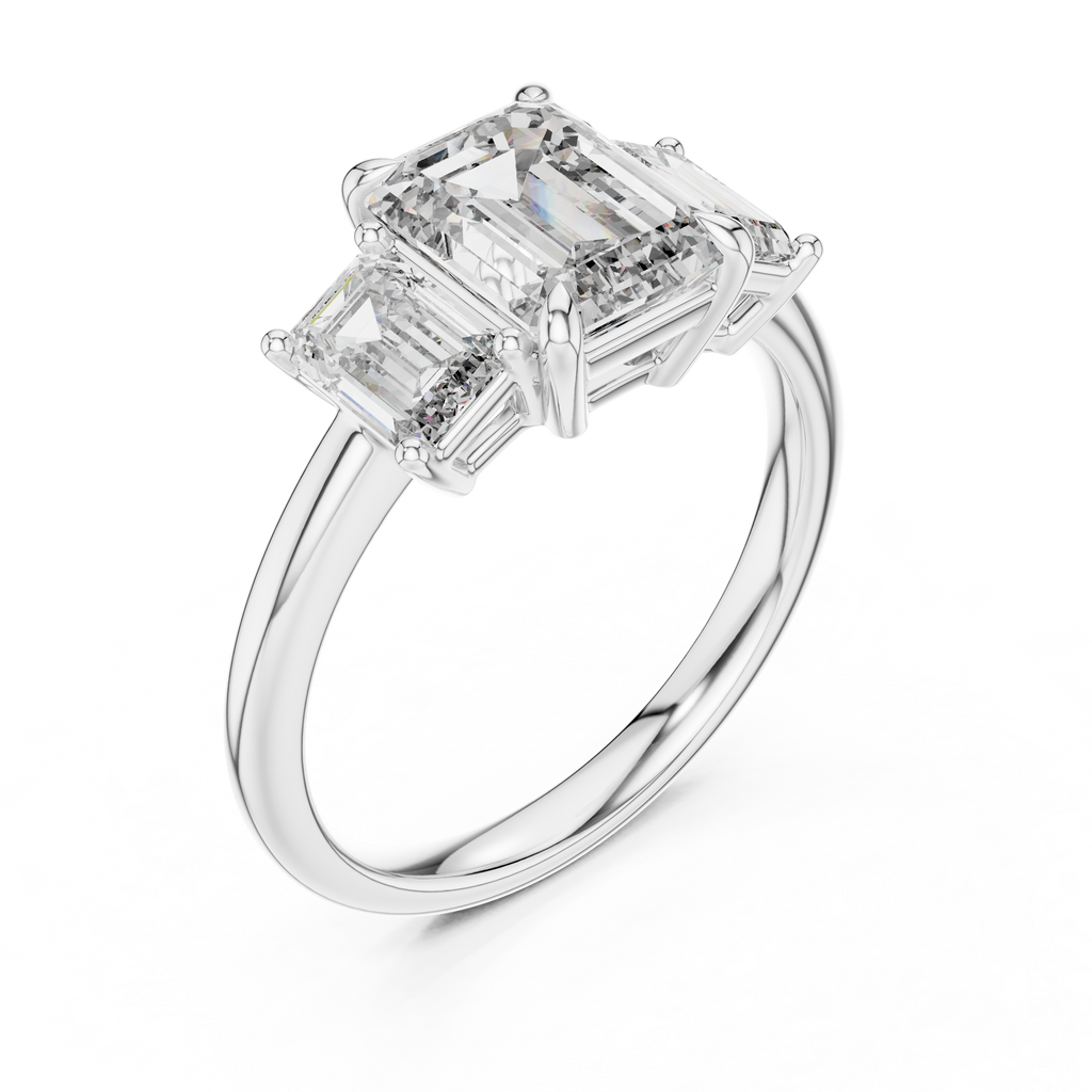 Classic Emerald-Cut Center with Matching Tapered Side Diamonds