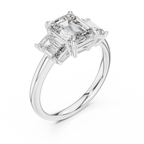 Classic Emerald-Cut Center with Matching Tapered Side Diamonds