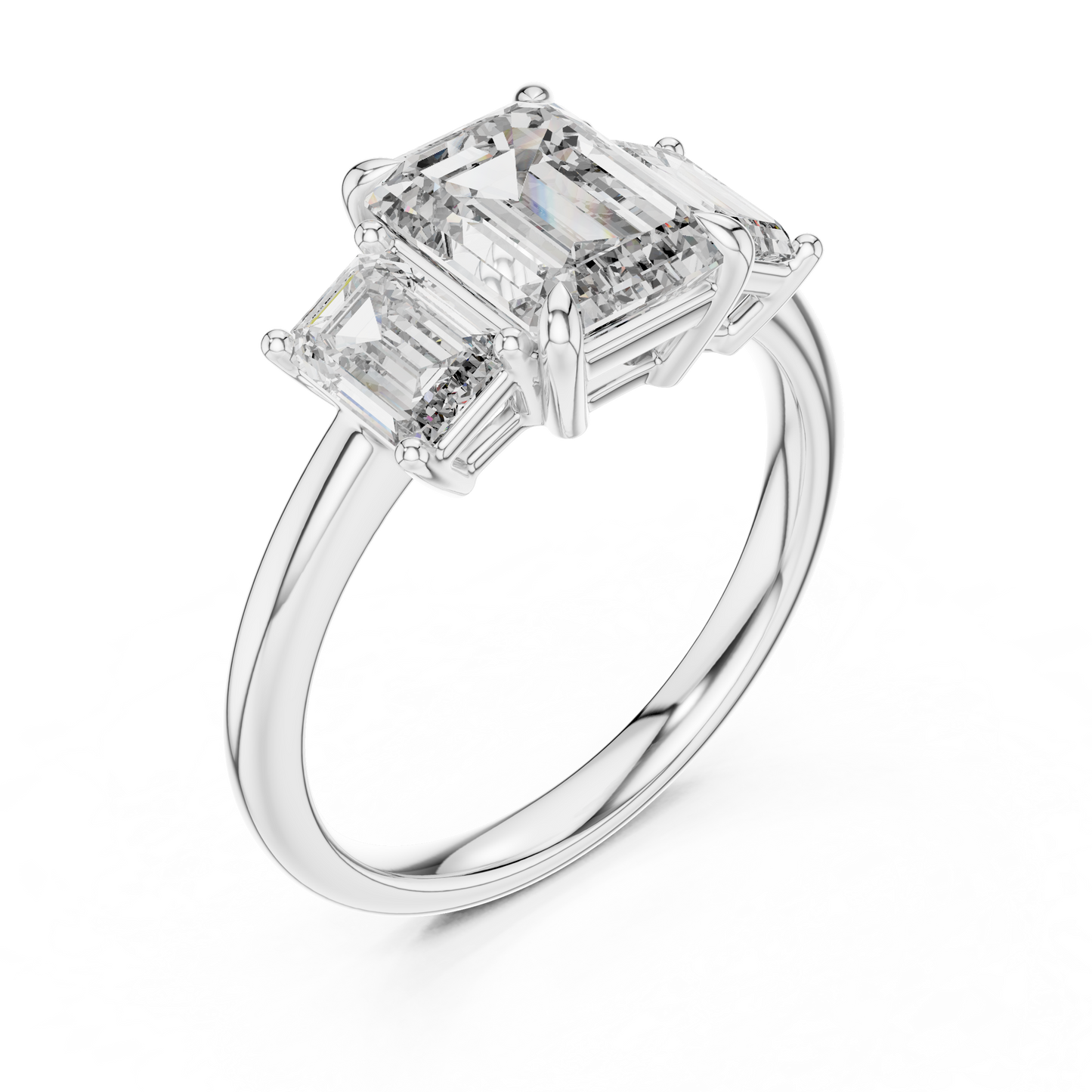 Classic Emerald-Cut Center with Matching Tapered Side Diamonds