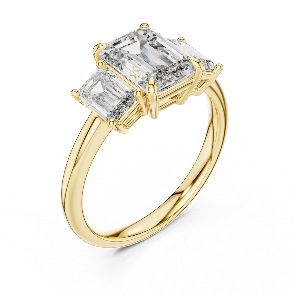 Classic Emerald-Cut Center with Matching Tapered Side Diamonds