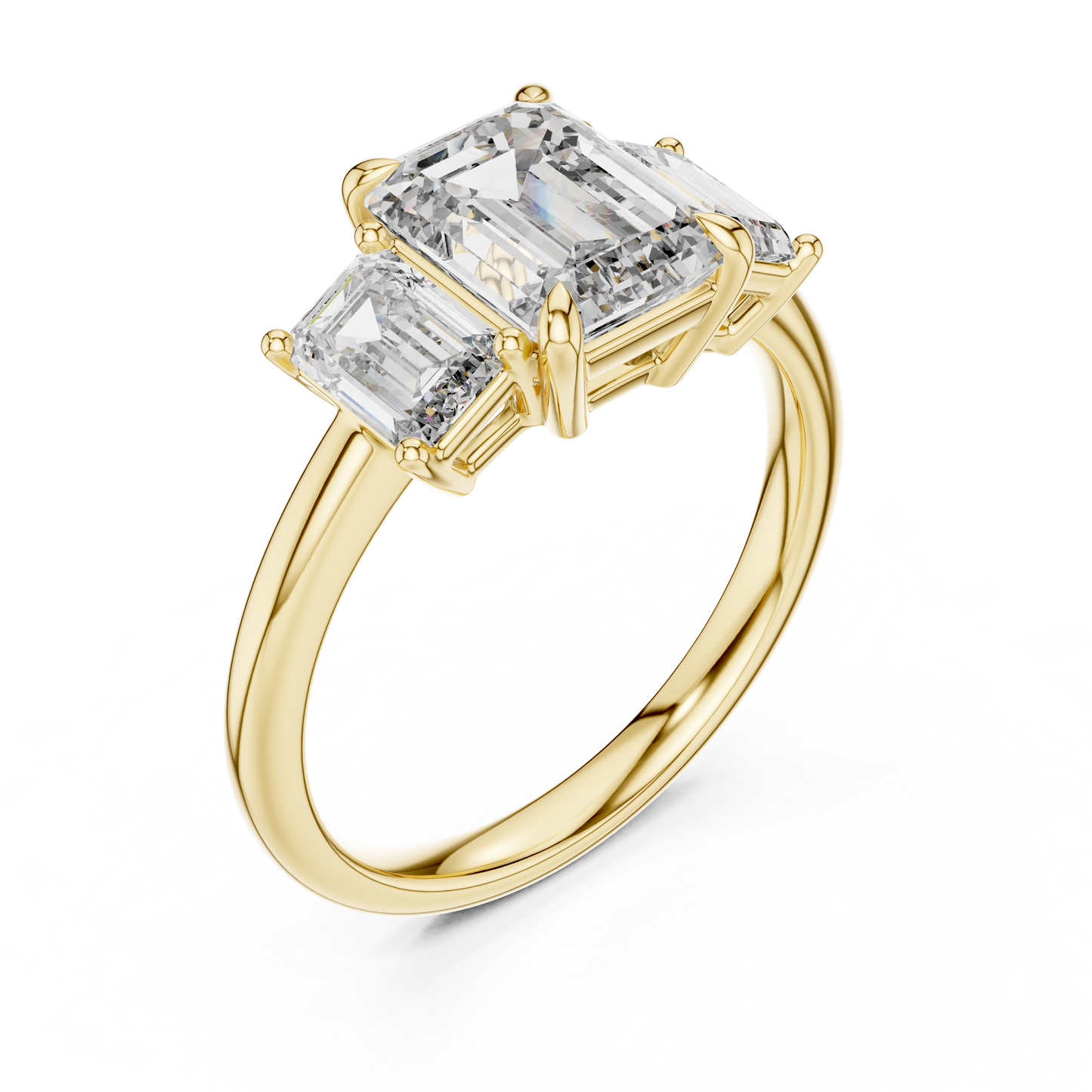 Classic Emerald-Cut Center with Matching Tapered Side Diamonds