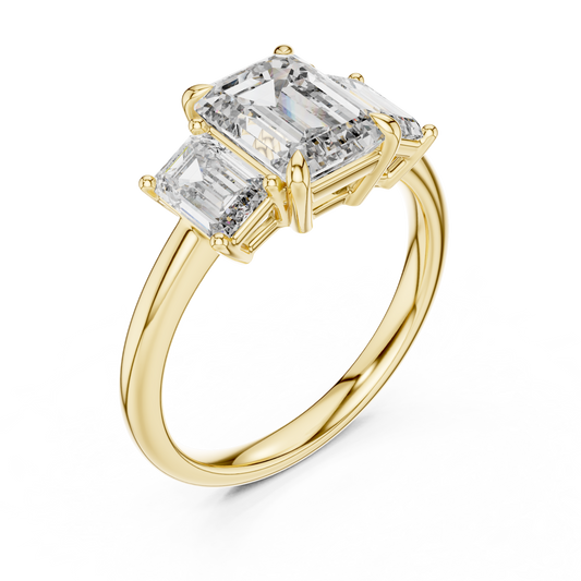 Classic Emerald-Cut Center with Matching Tapered Side Diamonds