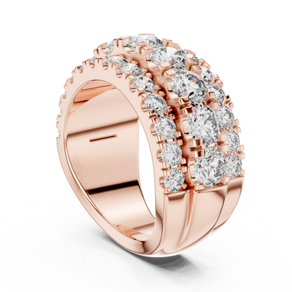 Graduated Triple Row Diamond Band with High-Polish Finish