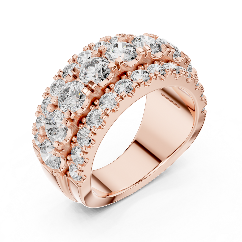 Graduated Triple Row Diamond Band with High-Polish Finish