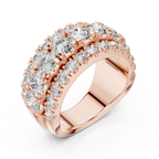 Graduated Triple Row Diamond Band with High-Polish Finish