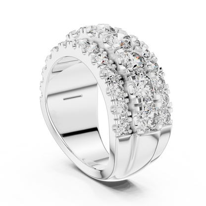Graduated Triple Row Diamond Band with High-Polish Finish