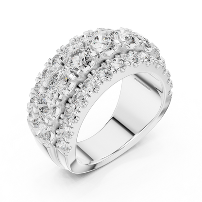 Graduated Triple Row Diamond Band with High-Polish Finish