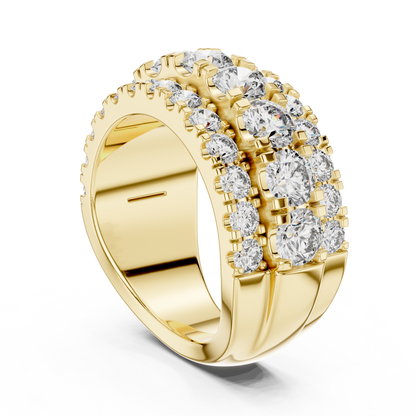 Graduated Triple Row Diamond Band with High-Polish Finish