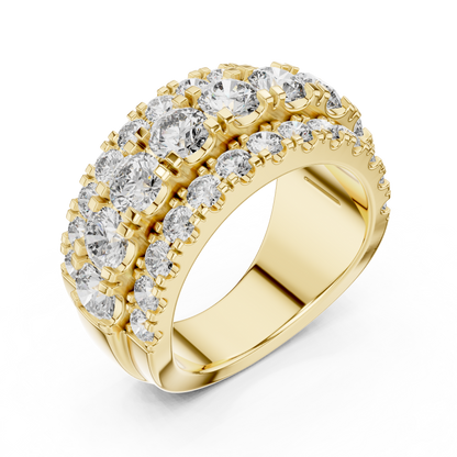 Graduated Triple Row Diamond Band with High-Polish Finish