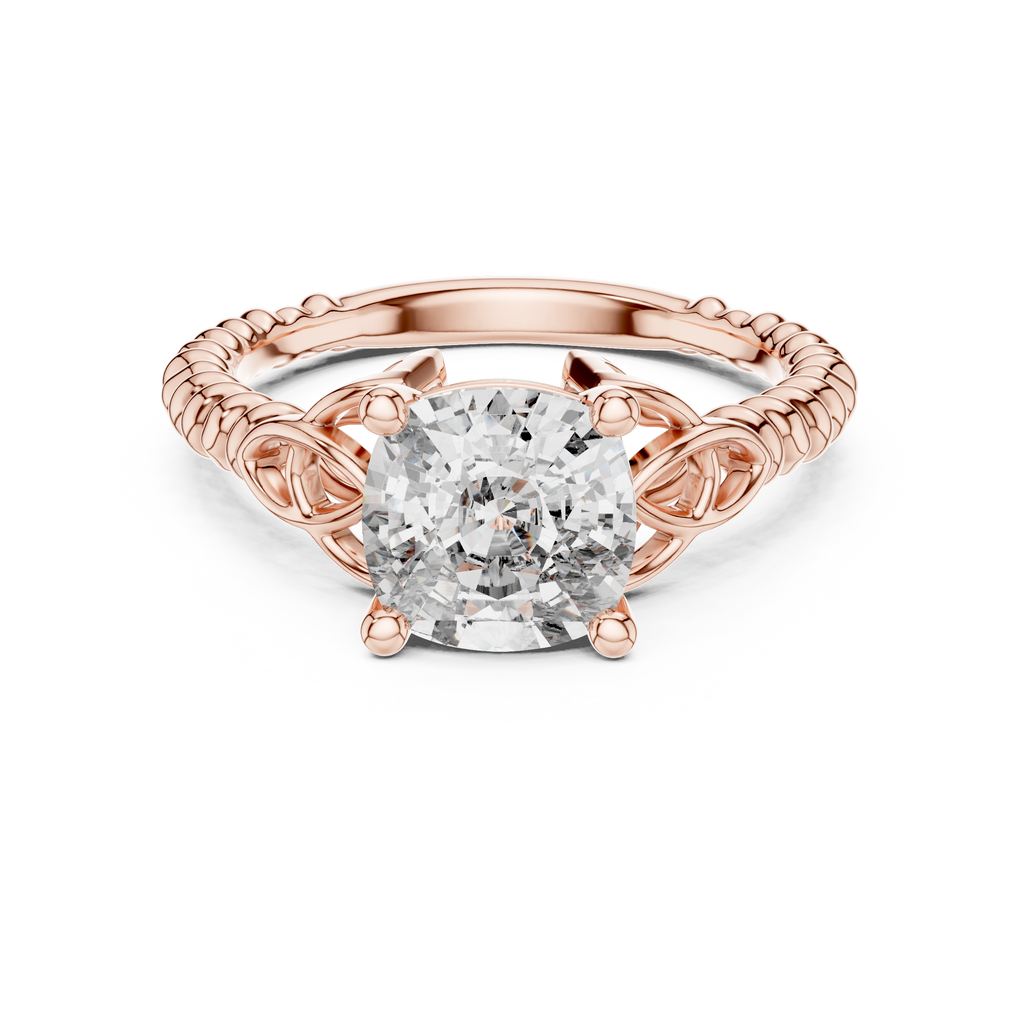 Cushion Cut Diamond Ring with Braided