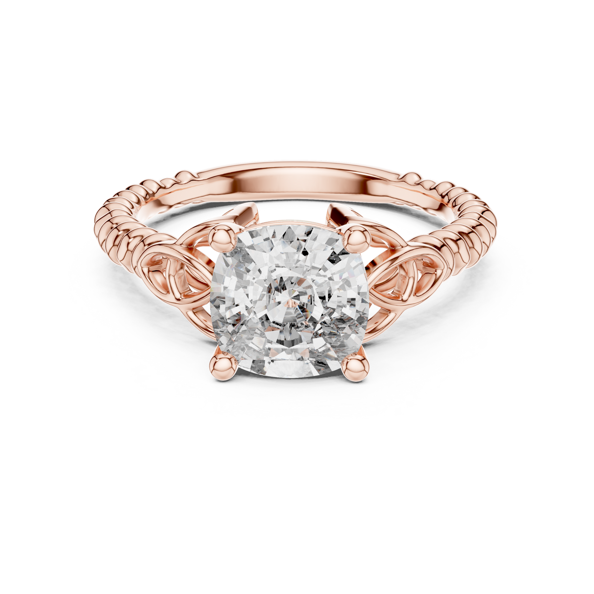 Cushion Cut Diamond Ring with Braided