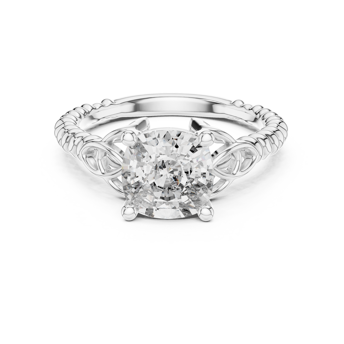 Cushion Cut Diamond Ring with Braided