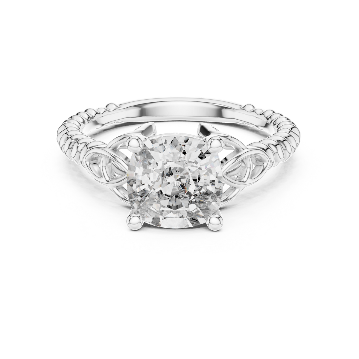 Cushion Cut Diamond Ring with Braided