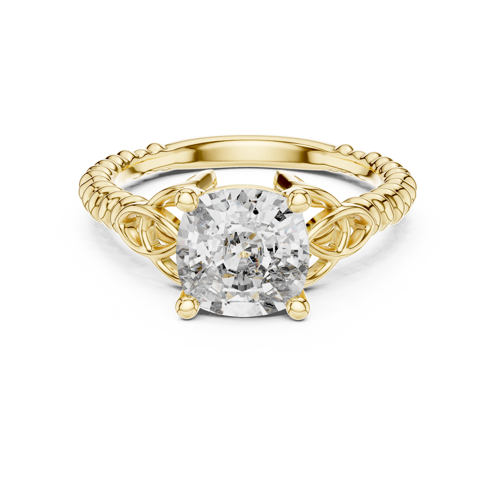 Cushion Cut Diamond Ring with Braided