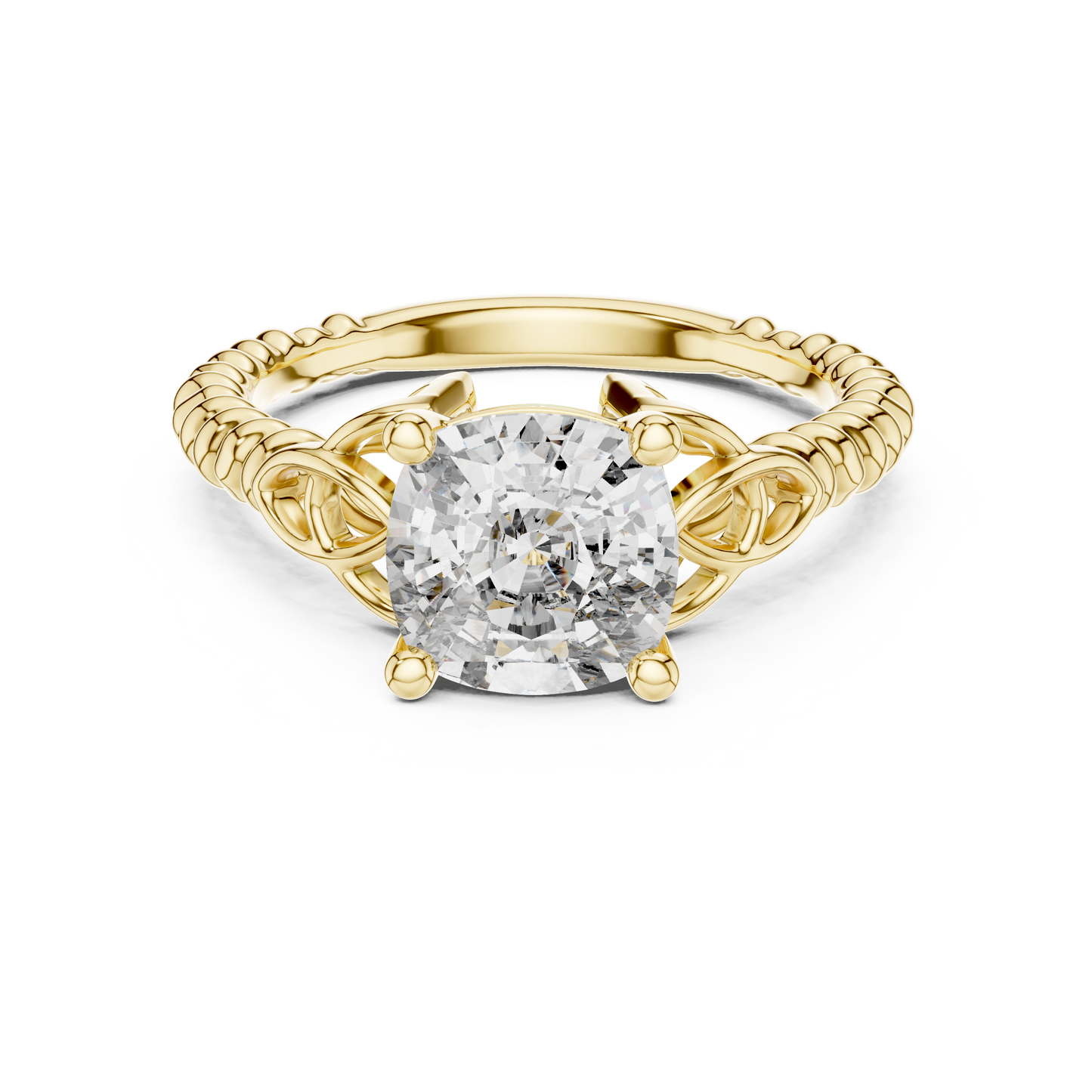 Cushion Cut Diamond Ring with Braided