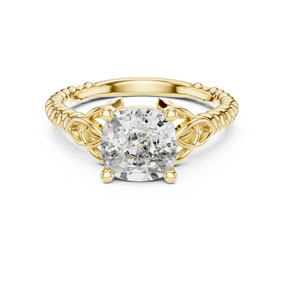 Cushion Cut Diamond Ring with Braided