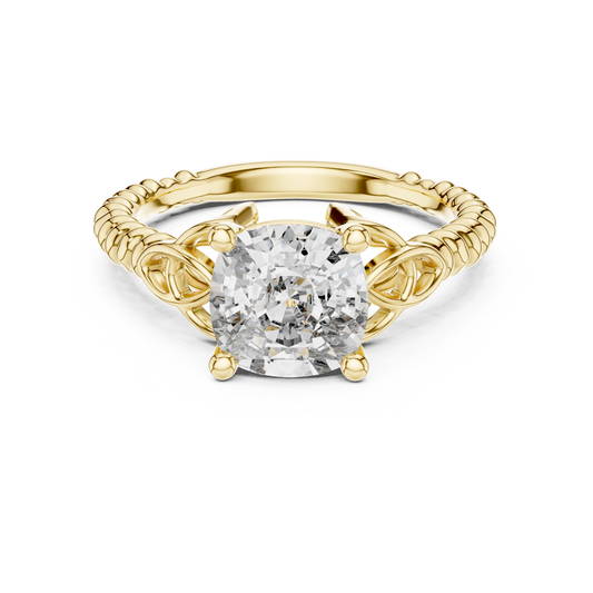 Cushion Cut Diamond Ring with Braided