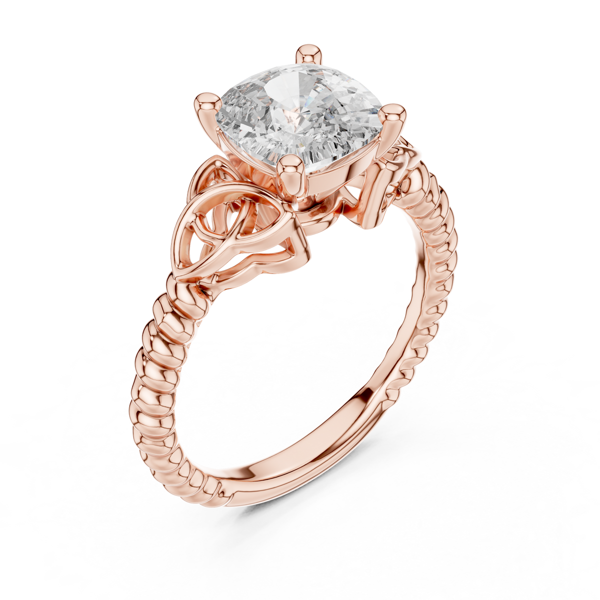 Cushion Cut Diamond Ring with Braided