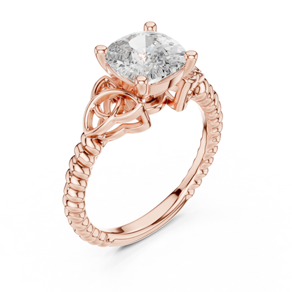 Cushion Cut Diamond Ring with Braided