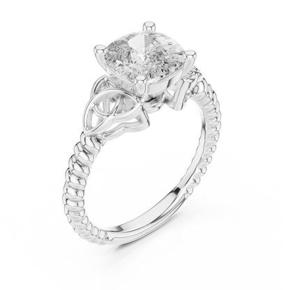 Cushion Cut Diamond Ring with Braided