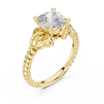 Cushion Cut Diamond Ring with Braided