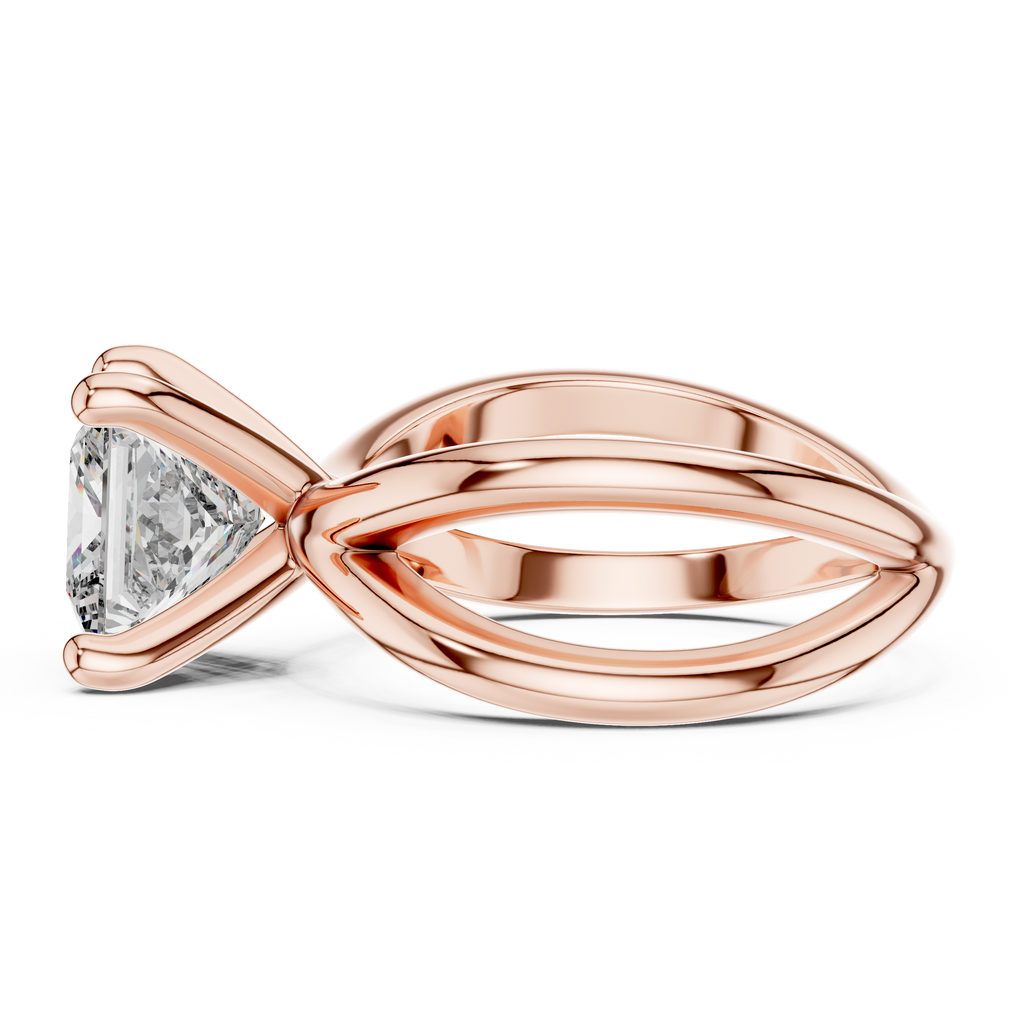 Princess Cut Ring with Interlocking Split Shank