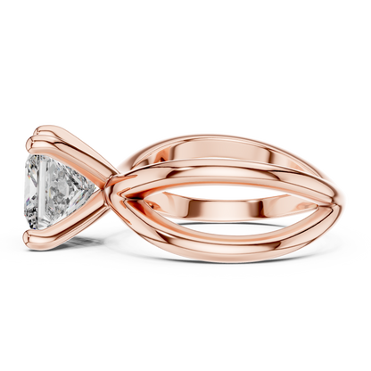 Princess Cut Ring with Interlocking Split Shank