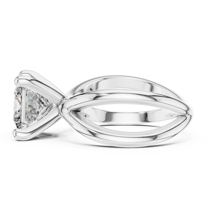 Princess Cut Ring with Interlocking Split Shank
