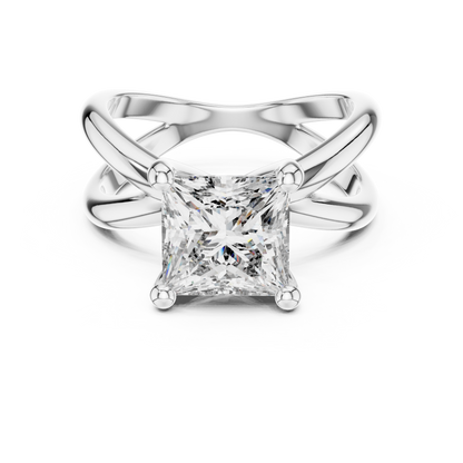 Princess Cut Ring with Interlocking Split Shank