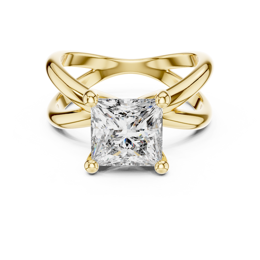 Princess Cut Ring with Interlocking Split Shank