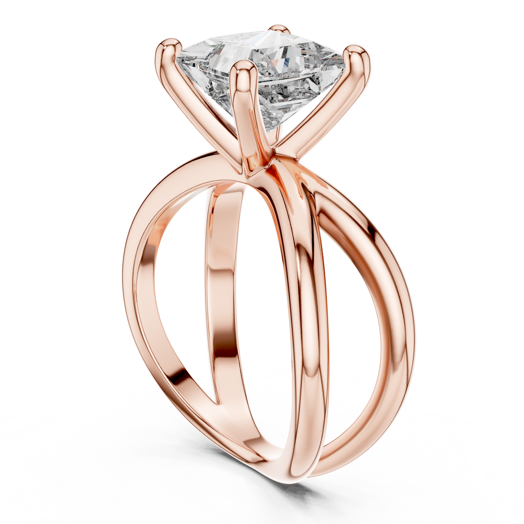 Princess Cut Ring with Interlocking Split Shank