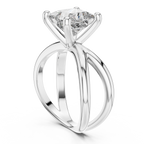 Princess Cut Ring with Interlocking Split Shank