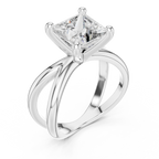 Princess Cut Ring with Interlocking Split Shank