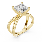 Princess Cut Ring with Interlocking Split Shank