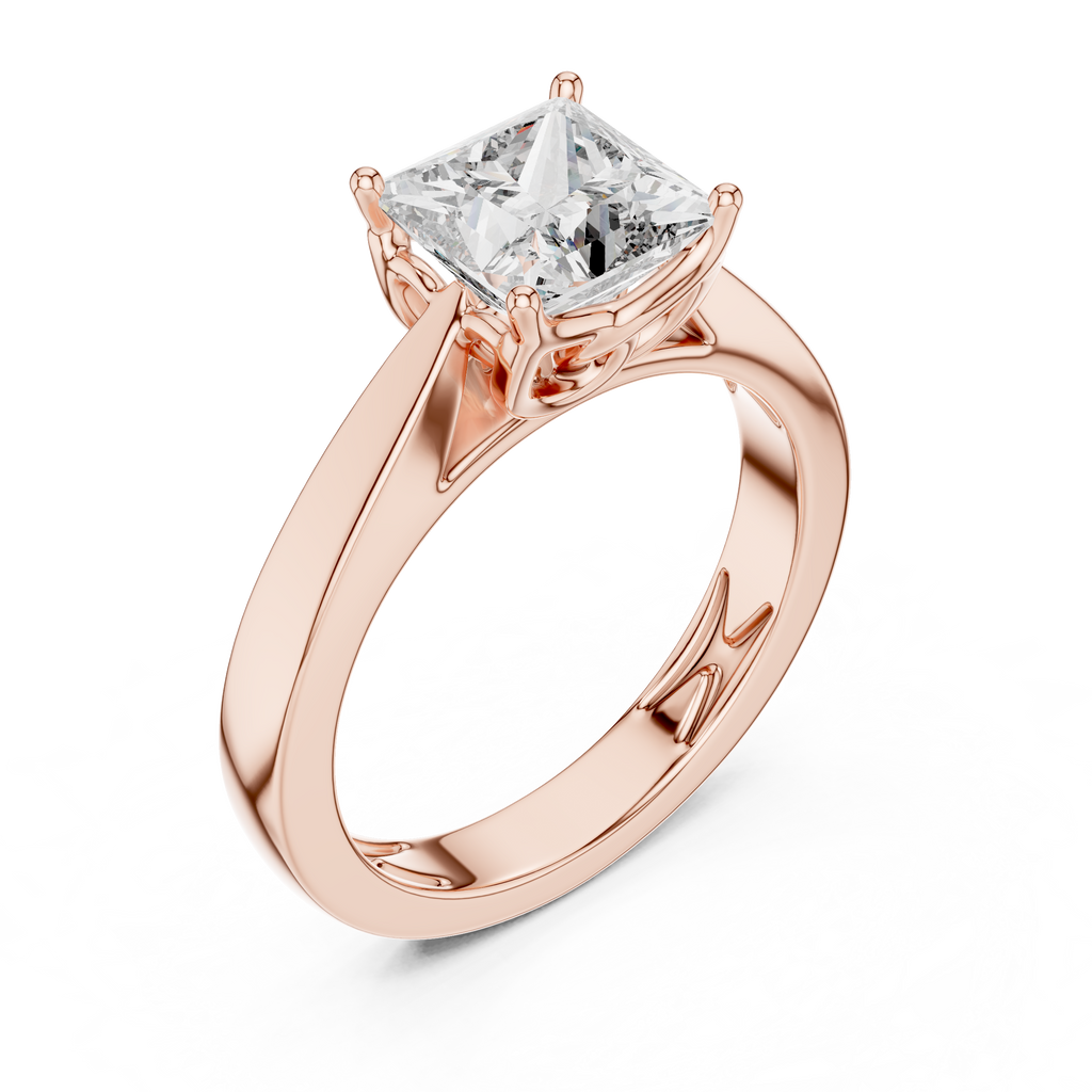 Princess Cut Diamond in an Ornate Filigree Setting