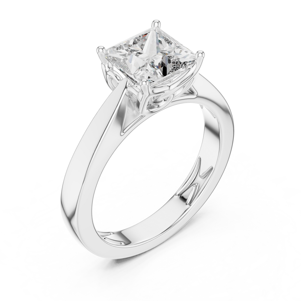 Princess Cut Diamond in an Ornate Filigree Setting