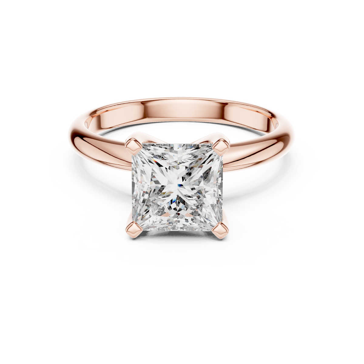 Princess Cut Diamond in a Modern Cathedral Setting