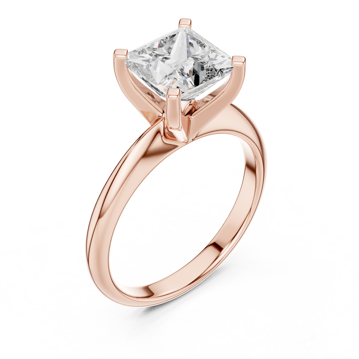 Princess Cut Diamond in a Modern Cathedral Setting