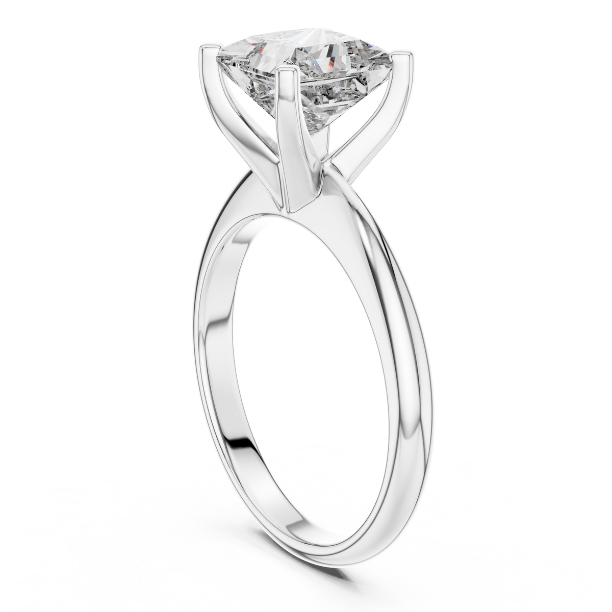 Princess Cut Diamond in a Modern Cathedral Setting