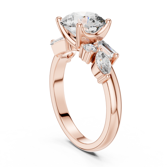 Brilliant Round Diamond with Nature-Inspired Multi-Stone Accents