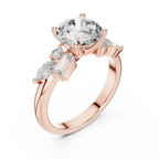 Brilliant Round Diamond with Nature-Inspired Multi-Stone Accents